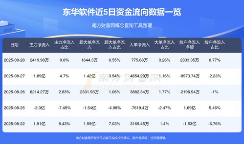 東華軟件(002065)8月28日資金流向分析